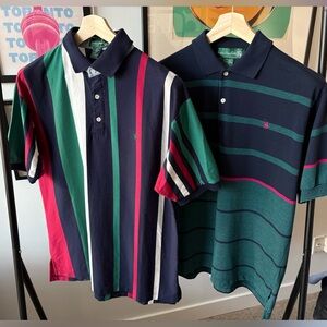 Knights Of The Round Table VTG Polo Shirts S/S Bundle Of 2 Multi Colour Strip L